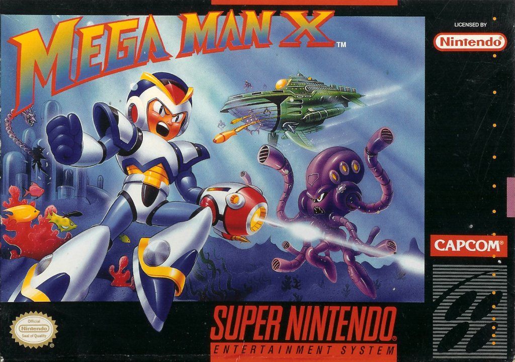 Mega Man X box art for Super Nintendo